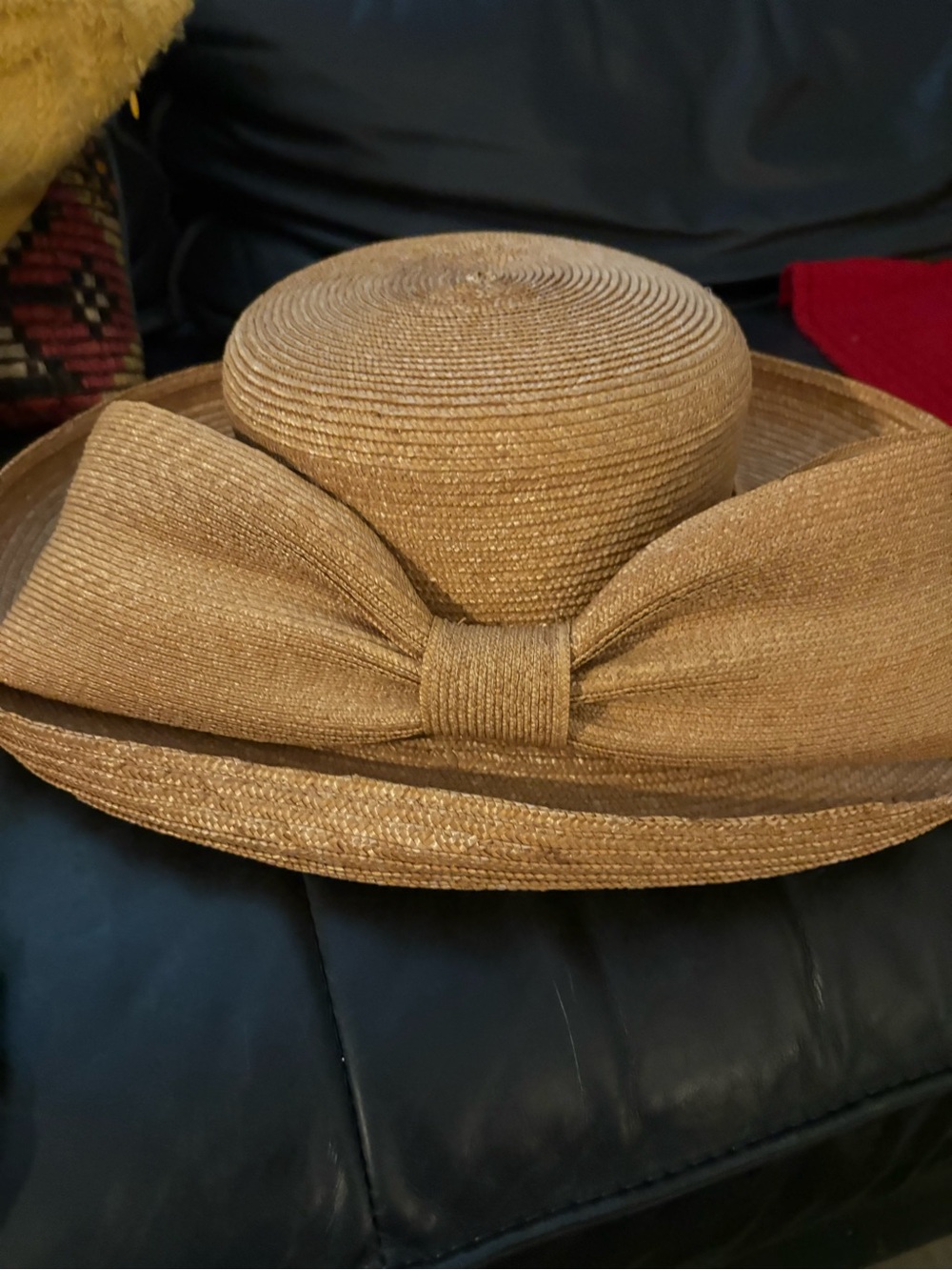 Straw Sun Hat with Bow - Brown